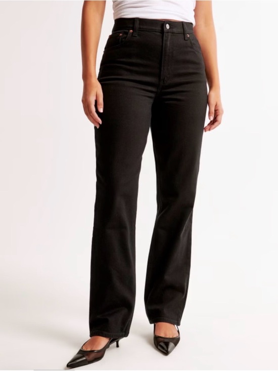 Abercrombie & Fitch Denim - Abercrombie & Fitch Curve Love Ultra High Rise 90s Straight Jean Black